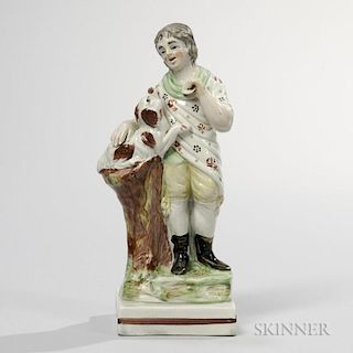 Marked Wedgwood Pearlware Figure of a Boy with Dog