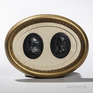 Pair of Wedgwood Black Basalt Portrait Medallions