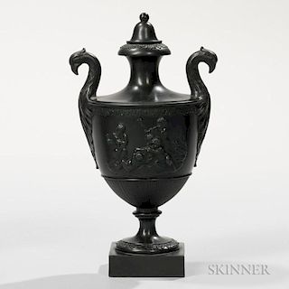 Spode Black Basalt Vase and Cover