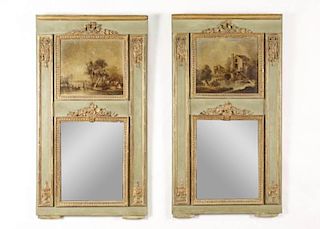 Pair of 19th C. Diminutive Trumeau Mirrors