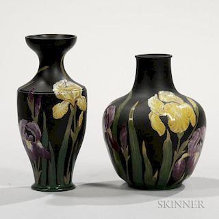 Two Wedgwood Black Basalt Kenlock Ware Vases