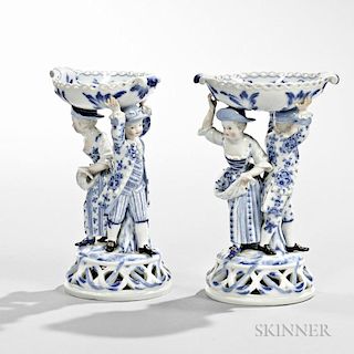 Pair of Meissen Porcelain Figural Salt Dishes