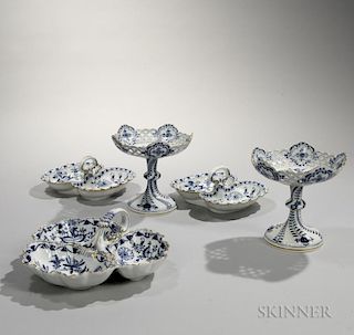 Five Meissen "Blue Onion" Pattern Porcelain Serving Pieces