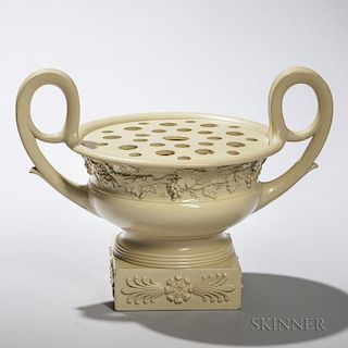 Wedgwood Smear-glazed Caneware Crater Urn and Covers