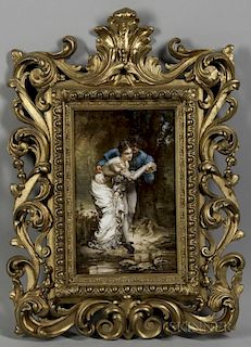 Continental Porcelain Plaque Depicting a Couple