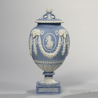 Wedgwood Solid Light Blue Jasper Potpourri Vase and Cover