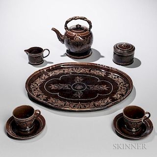 Wedgwood Rockingham Brown-glazed Vigornian Tea Set