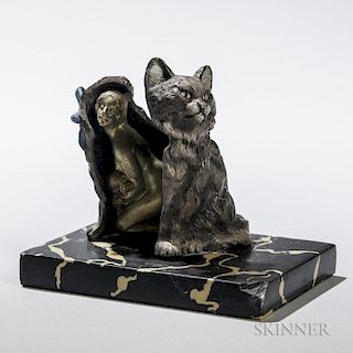 Metamorphic Cold-painted Bronze Figure of a Cat