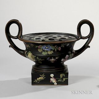 Wedgwood Black Basalt Crater Urn and Cover