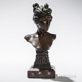 After Emmanuel Villanis (French, 1858-1914)     Bronze Bust of Victa