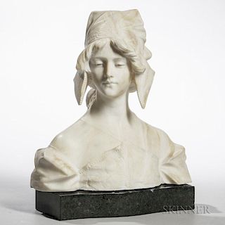 Continental Alabaster Bust of Maiden