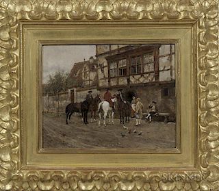 Wilhelm Velten (German, 1847-1929)      Horsemen Before an Inn