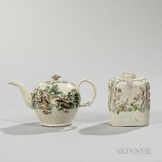 Two Staffordshire Lead-glazed Creamware Tea Ware Items