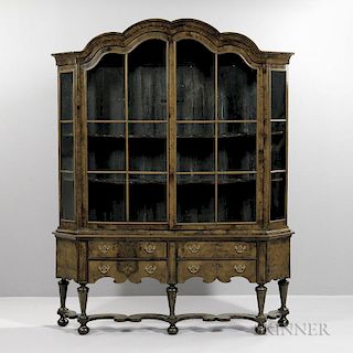 Dutch Baroque-style Glazed Walnut Display Cabinet