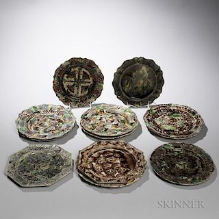 Twelve Assorted Staffordshire Lead-glazed Creamware Plates