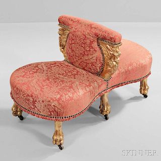 Baroque-style Giltwood Conversation Bench