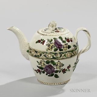 Creamware Teapot and Cover