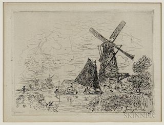 Johan Barthold Jongkind (Dutch, 1819-1891)      Moulins en Hollande
