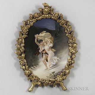 Continental Oval Porcelain Plaque of a Couple