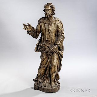 Continental Carved Fruitwood Figure of John the Baptist