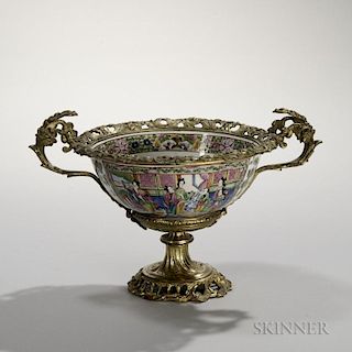 Gilt-bronze-mounted Faux Rose Mandarin Bowl