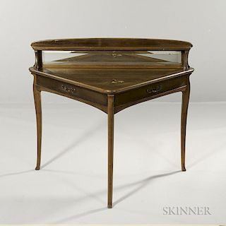Continental Art Nouveau Inlaid Table with Mirror