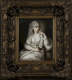 KPM Porcelain Plaque Depicting a Veiled Woman