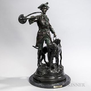 After Hippolyte Moreau (French, 1832-1927) and Prosper Lecourtier (French, 1855-1924)     Bronze Figure of Piqueur au Relais