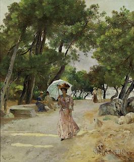 Laurent Gsell (French, 1860-1944)      Strolling Woman with a Parasol