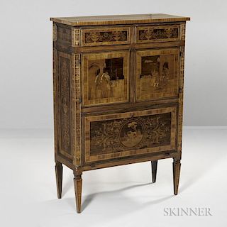 Italian Neoclassical-style Marquetry Fruitwood Cabinet