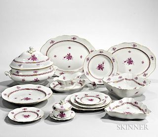 Sixty-four-piece Herend "Chinese Bouquet" Pattern Porcelain Dinner Service