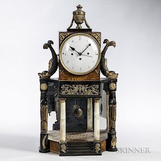 Continental Biedermeier Ebonized Mantel Clock