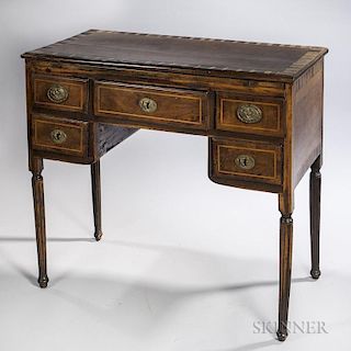 Italian Neoclassical-style Veneered and Inlaid Fruitwood Desk