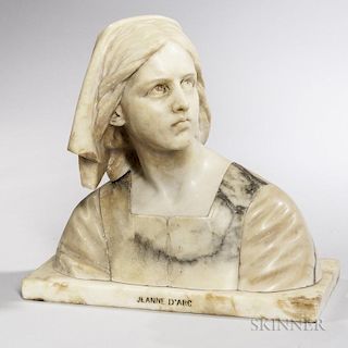 Continental Alabaster Bust of Joan of Arc