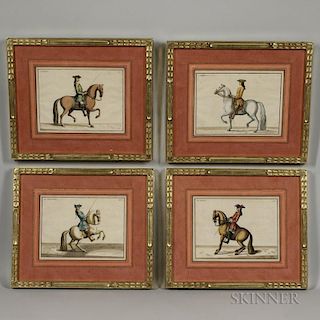 Friedrich Wilhelm, Baron Rais d'Eisenberg (c. 1700-c. 1770), Four Framed Engravings from L'art de monter a cheval: ou Descrip