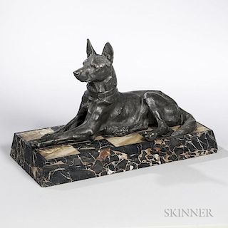 Maximilien Louis Fiot (French, 1886-1953)     Bronze Figure of a Recumbent Hound