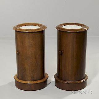 Pair of Continental Biedermeier Marble-top Cabinets