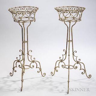 Pair of Gilt-metal Plant Stands