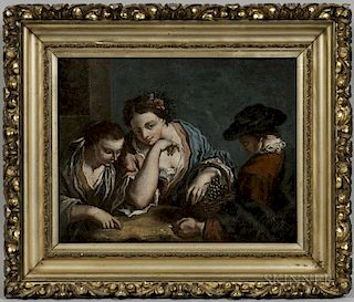 Continental School, 18th Century      Figures Exchanging Coins at a Table