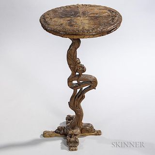 Italian Carved Art Nouveau Fruitwood Table
