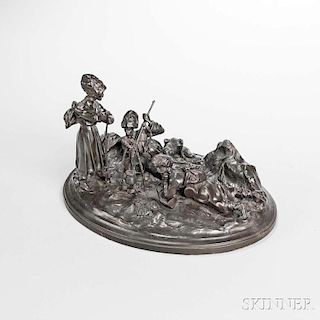 After Alexei Petrovitch Grachev (Russian, 1780-1850)       Bronze Figural Group of a Cossack Encampment