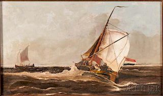 Johannes Frederick (John II) Hulk (Dutch, 1855-1913)      Fishing Ketches in Rough Seas