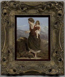 British School, 19th Century      Mother and Child Traveling in Mountain Landscape