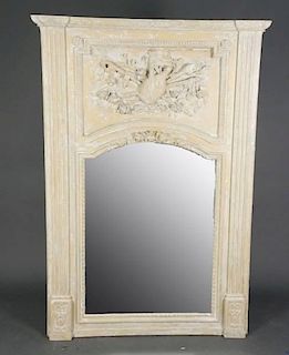 Cream Painted Louis XVI Style Trumeau Mirror