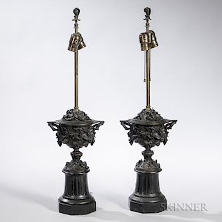 Pair of Continental Grand Tour Urn Lamps