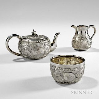 Three-piece Victorian Sterling Silver Tea Service