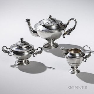 Three-piece Austrian .812 Silver Tea Service