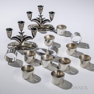 Fourteen Pieces of Continental Silver Tableware