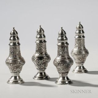 Four Chinese Export Silver Shakers
