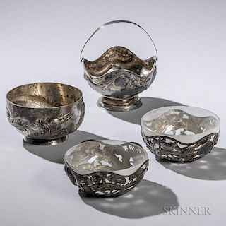 Four Chinese Export Silver Bowls